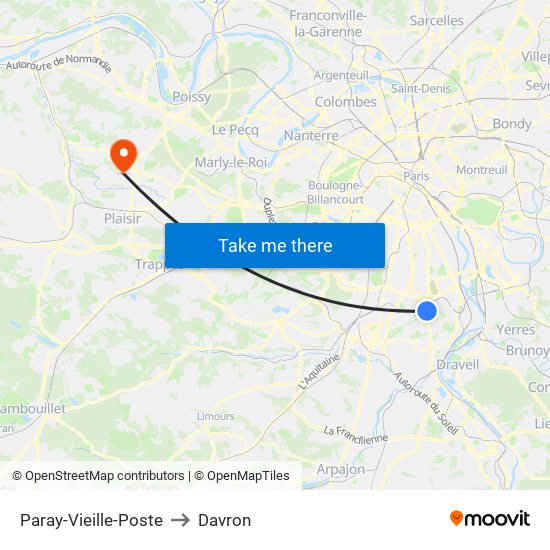 Paray-Vieille-Poste to Davron map