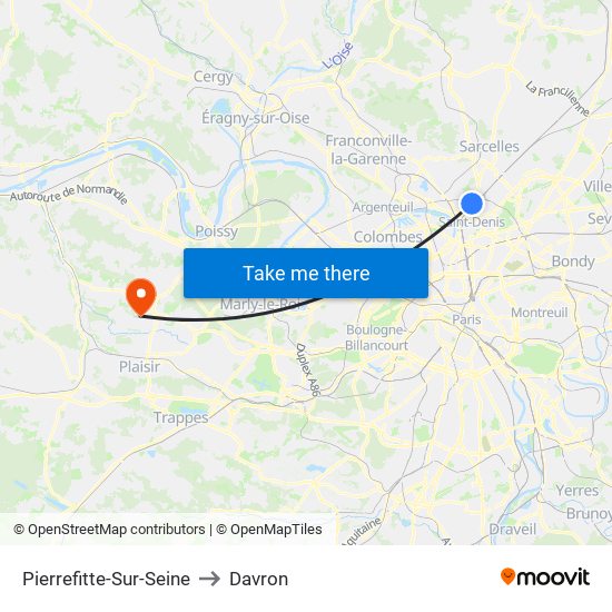 Pierrefitte-Sur-Seine to Davron map
