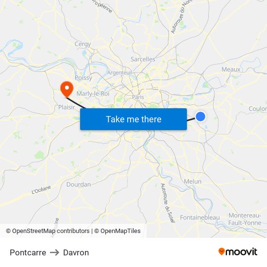 Pontcarre to Davron map