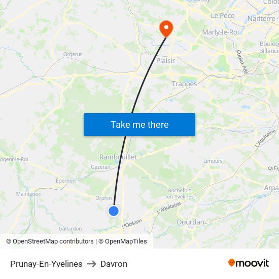 Prunay-En-Yvelines to Davron map