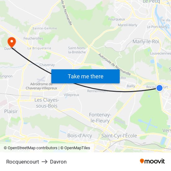 Rocquencourt to Davron map