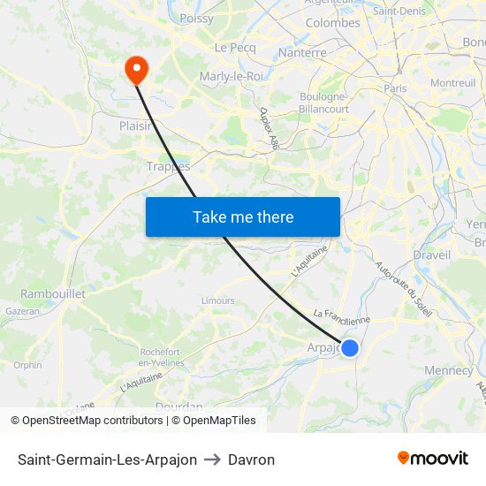 Saint-Germain-Les-Arpajon to Davron map