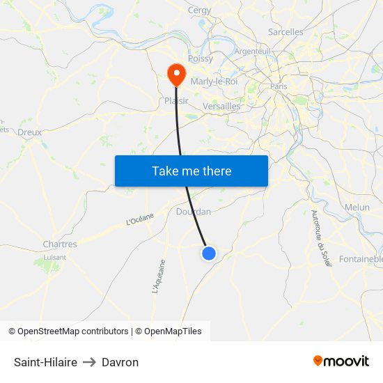 Saint-Hilaire to Davron map
