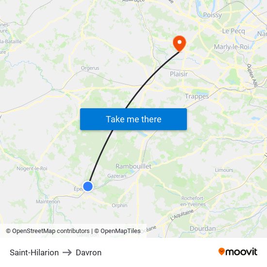 Saint-Hilarion to Davron map