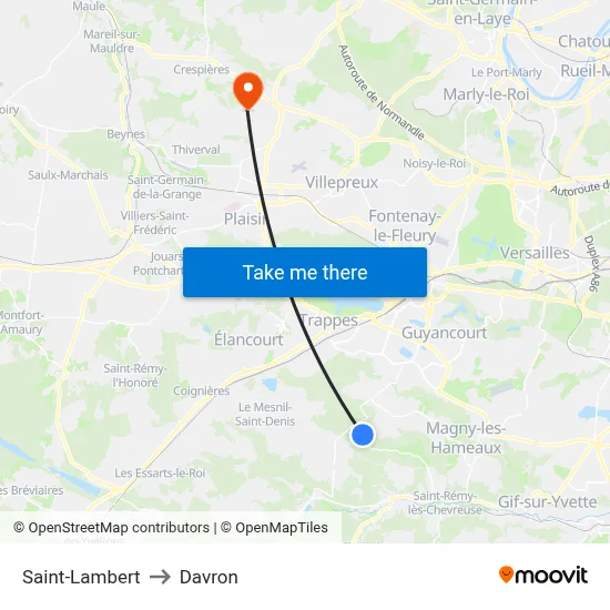 Saint-Lambert to Davron map