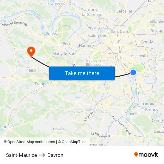 Saint-Maurice to Davron map