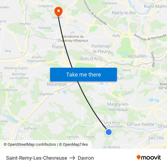 Saint-Remy-Les-Chevreuse to Davron map