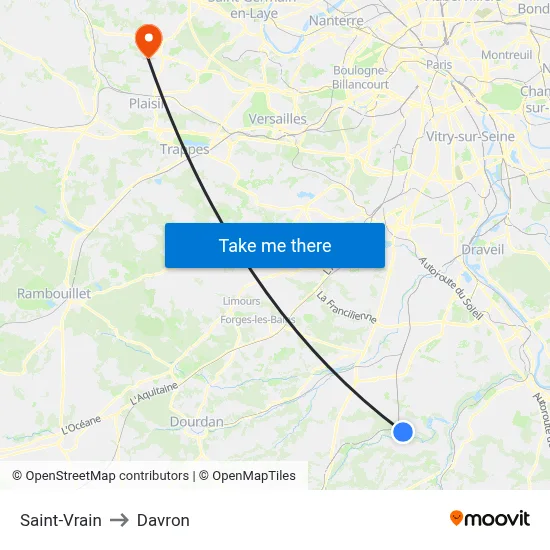 Saint-Vrain to Davron map