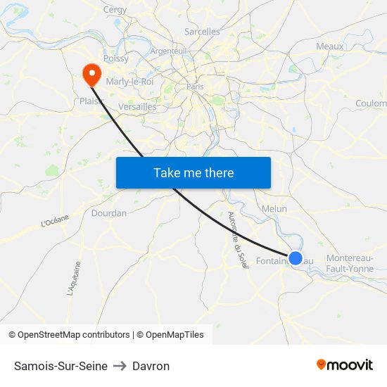 Samois-Sur-Seine to Davron map
