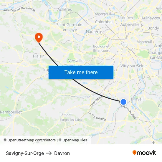 Savigny-Sur-Orge to Davron map