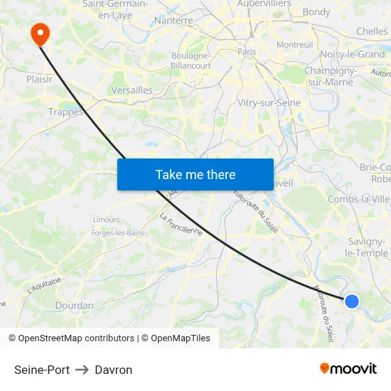 Seine-Port to Davron map