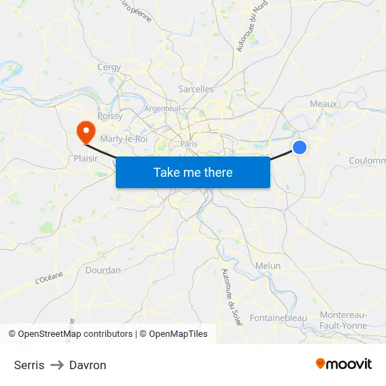 Serris to Davron map