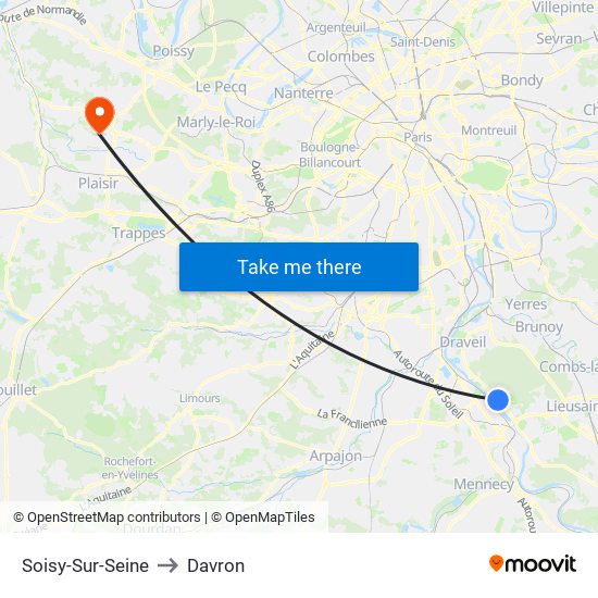 Soisy-Sur-Seine to Davron map
