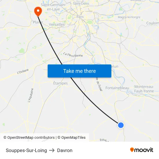 Souppes-Sur-Loing to Davron map
