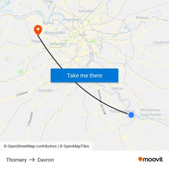 Thomery to Davron map