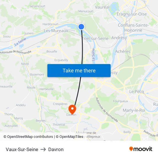Vaux-Sur-Seine to Davron map