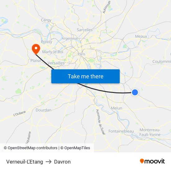 Verneuil-L'Etang to Davron map