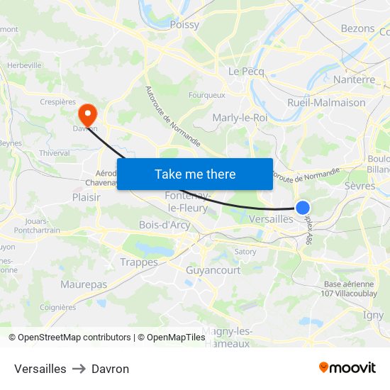 Versailles to Davron map