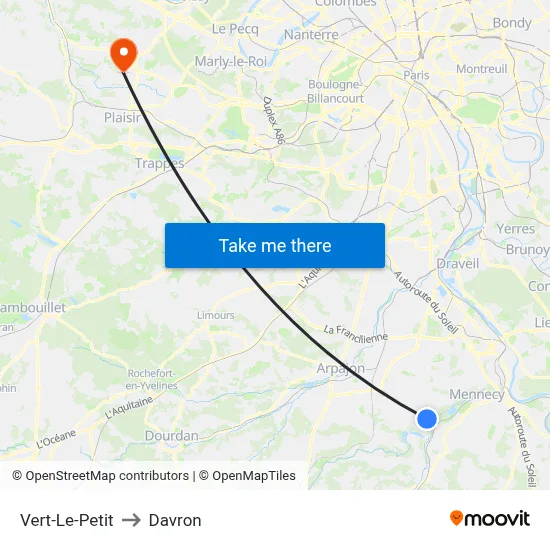Vert-Le-Petit to Davron map