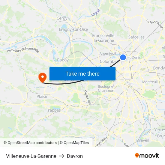 Villeneuve-La-Garenne to Davron map