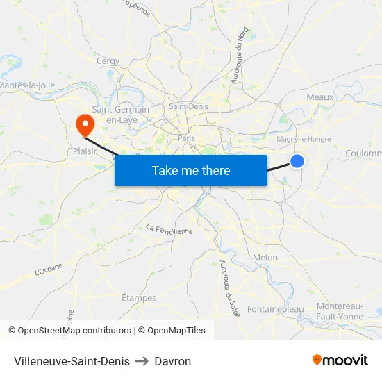 Villeneuve-Saint-Denis to Davron map