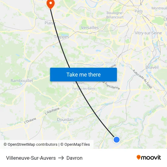 Villeneuve-Sur-Auvers to Davron map