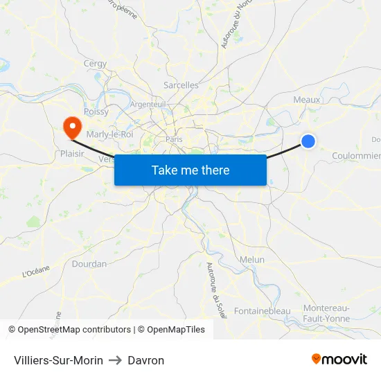 Villiers-Sur-Morin to Davron map