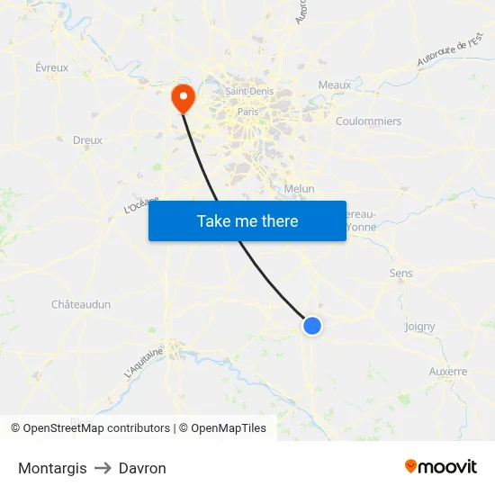Montargis to Davron map