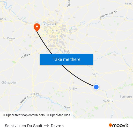 Saint-Julien-Du-Sault to Davron map