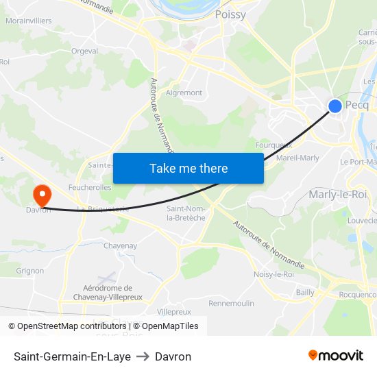 Saint-Germain-En-Laye to Davron map