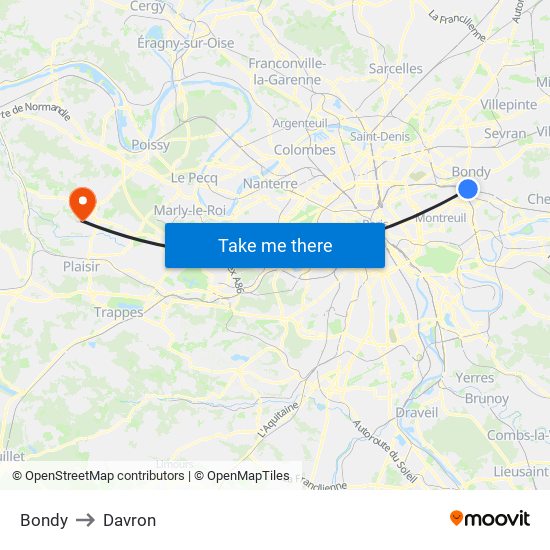 Bondy to Davron map