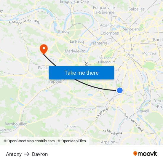 Antony to Davron map