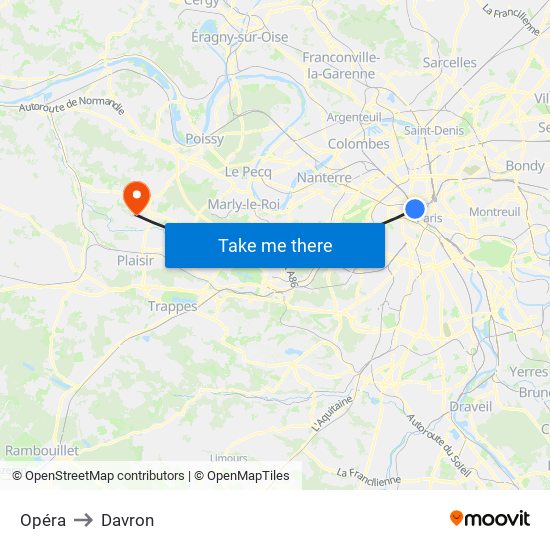 Opéra to Davron map