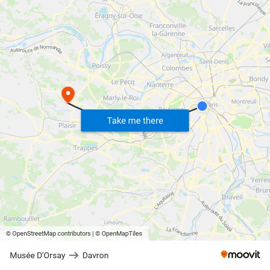 Musée D'Orsay to Davron map