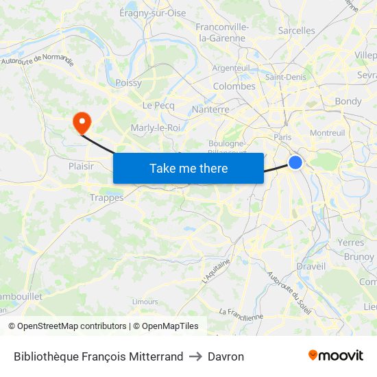 Bibliothèque François Mitterrand to Davron map