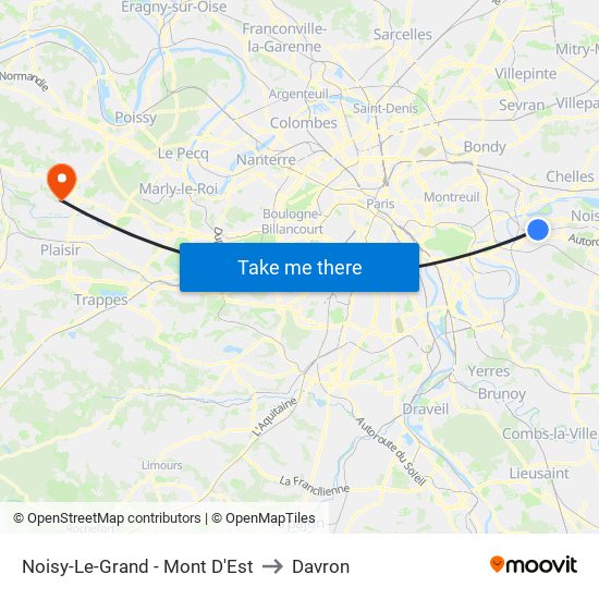 Noisy-Le-Grand - Mont D'Est to Davron map