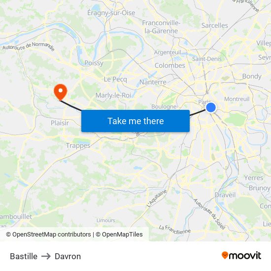 Bastille to Davron map