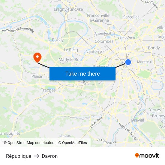 République to Davron map
