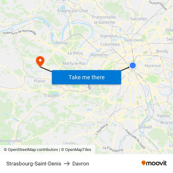 Strasbourg-Saint-Denis to Davron map