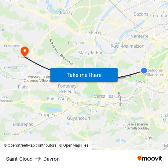 Saint-Cloud to Davron map