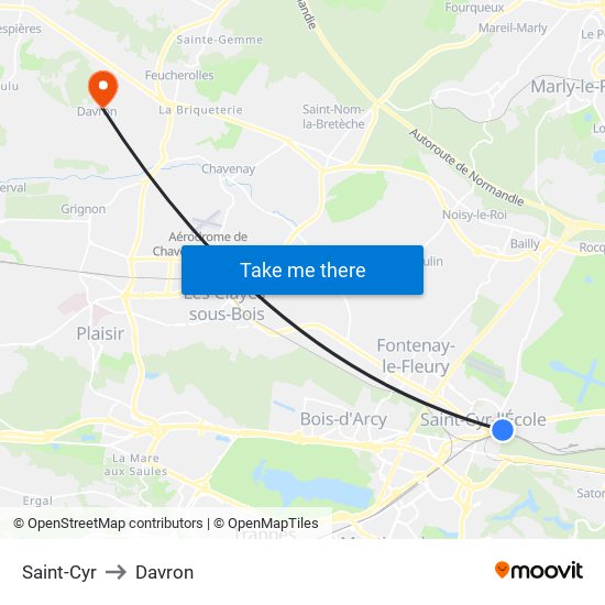Saint-Cyr to Davron map