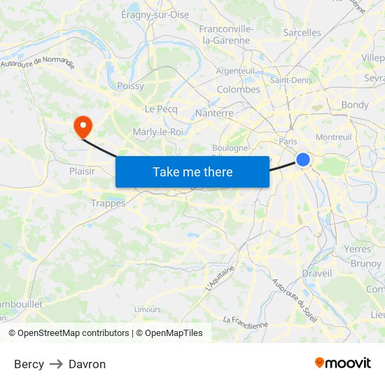 Bercy to Davron map