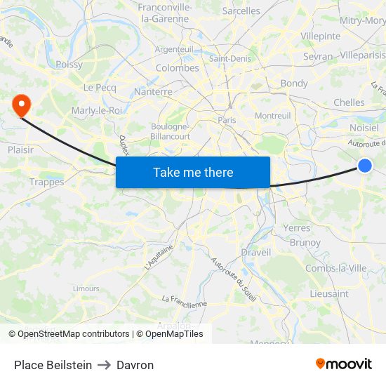 Place Beilstein to Davron map