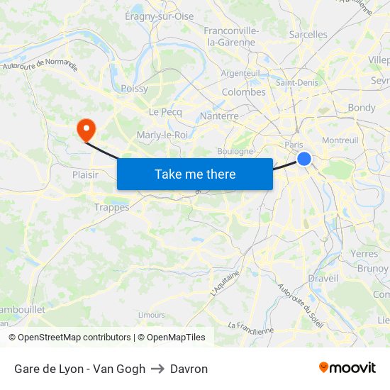 Gare de Lyon - Van Gogh to Davron map
