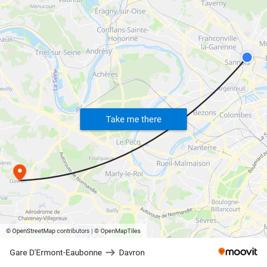 Gare D'Ermont-Eaubonne to Davron map