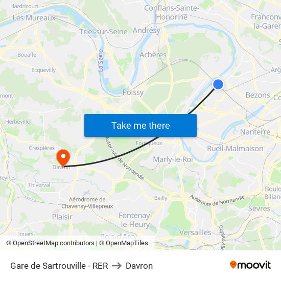 Gare de Sartrouville - RER to Davron map