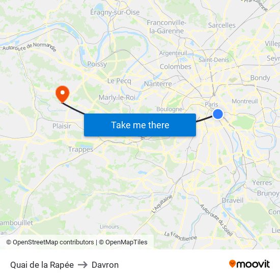 Quai de la Rapée to Davron map