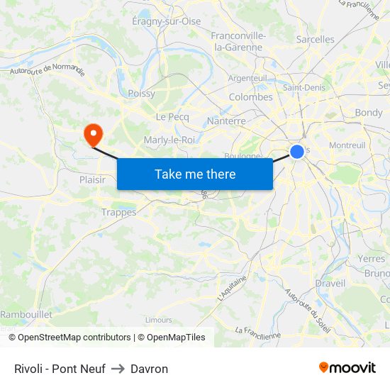 Rivoli - Pont Neuf to Davron map