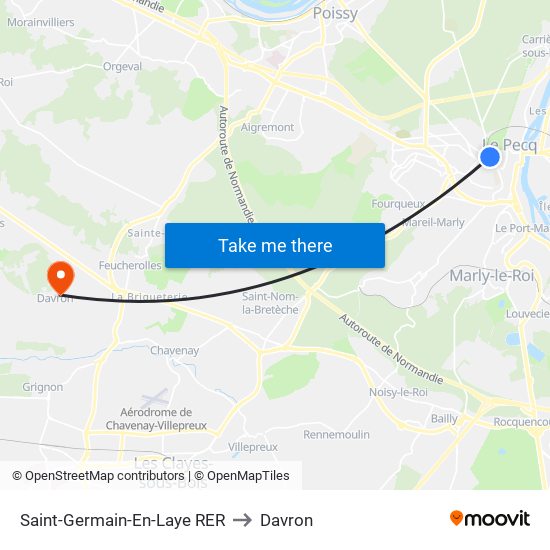 Saint-Germain-En-Laye RER to Davron map
