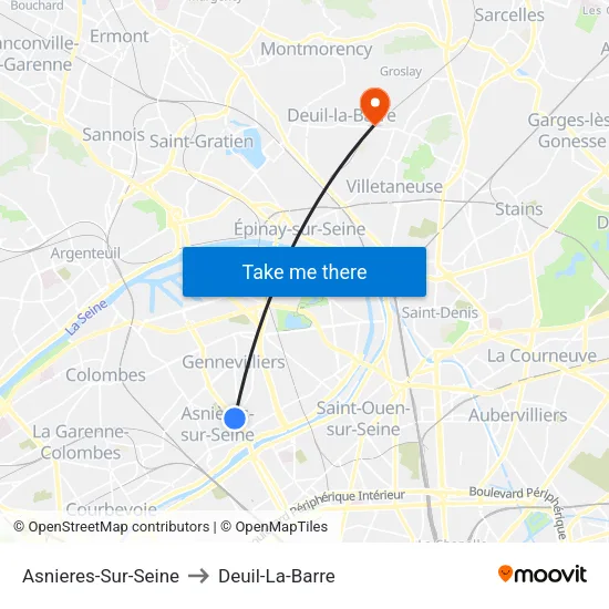 Asnieres-Sur-Seine to Deuil-La-Barre map